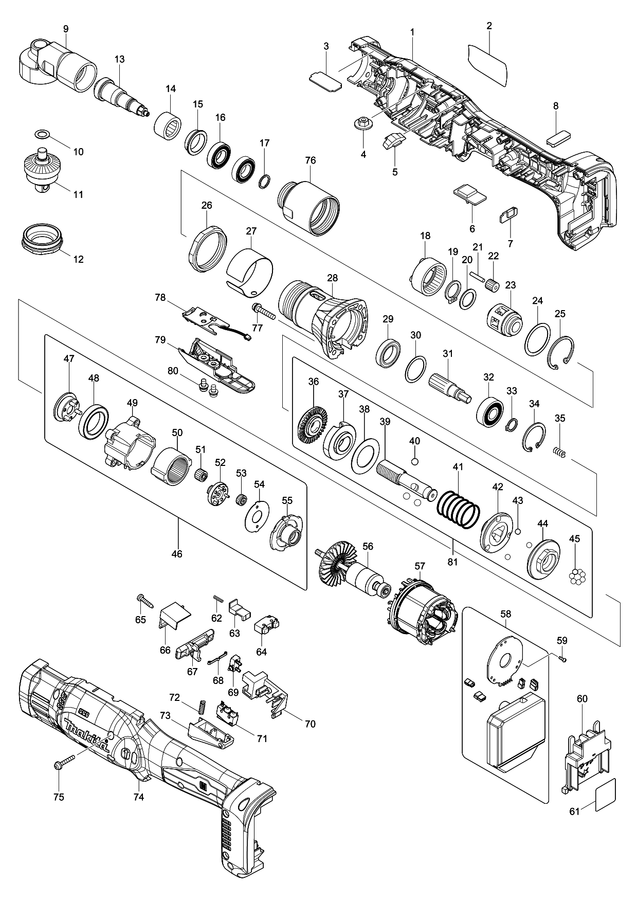 Makita DFL403F parts diagram, sheet 1