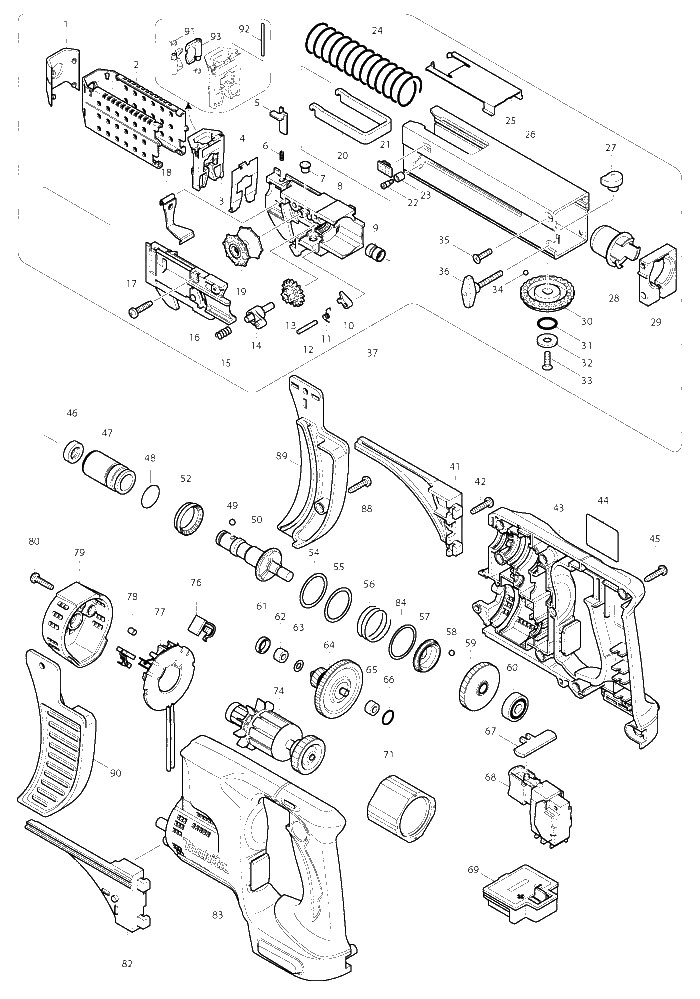 Makita DFR750 parts diagram, sheet 1