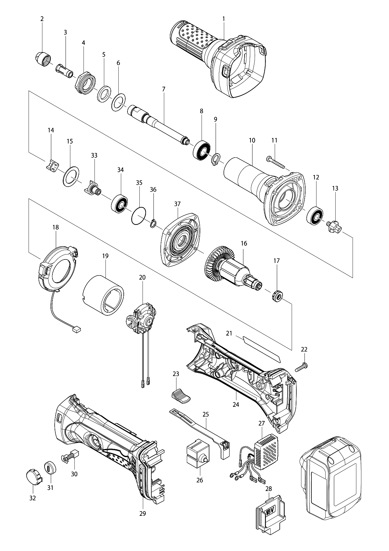 Makita DGD800 parts diagram, sheet 1