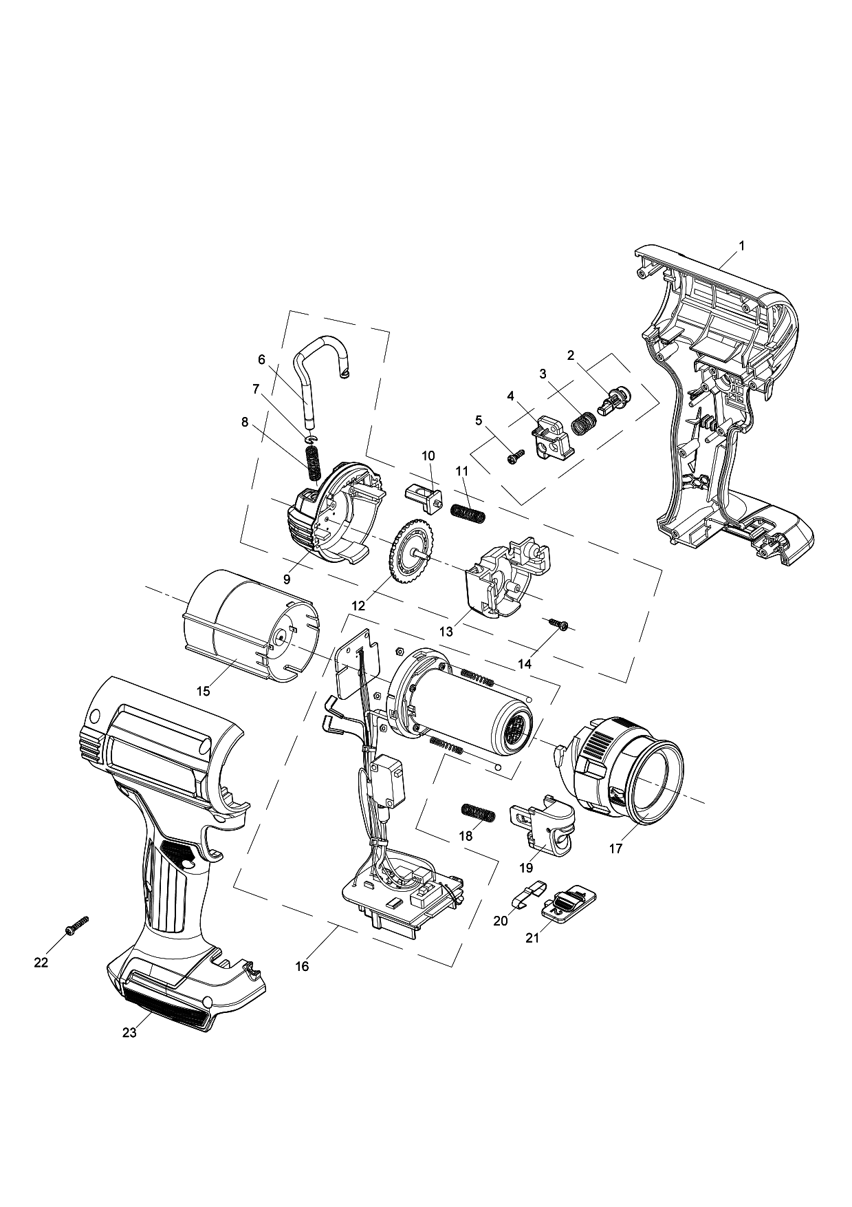 Makita DHG181 parts diagram, sheet 1