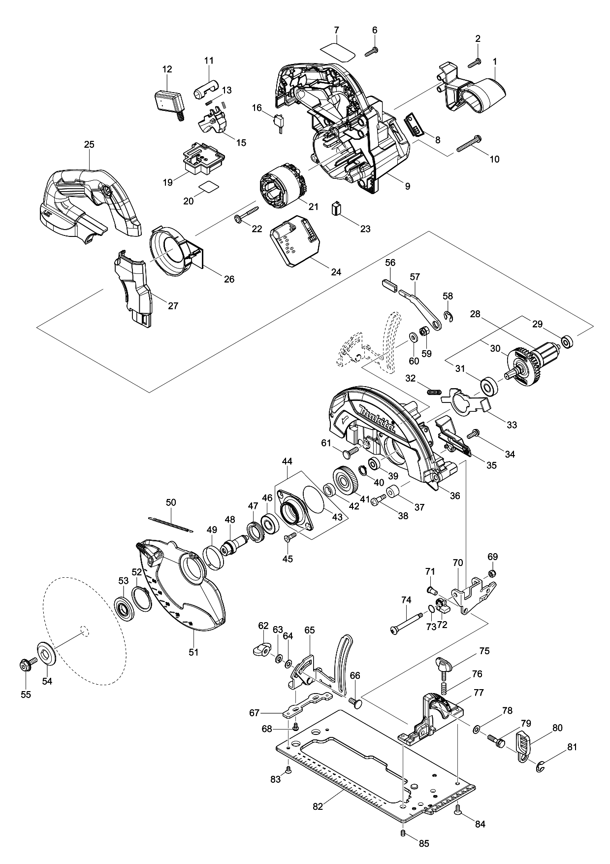 Makita DHS660 parts diagram, sheet 1