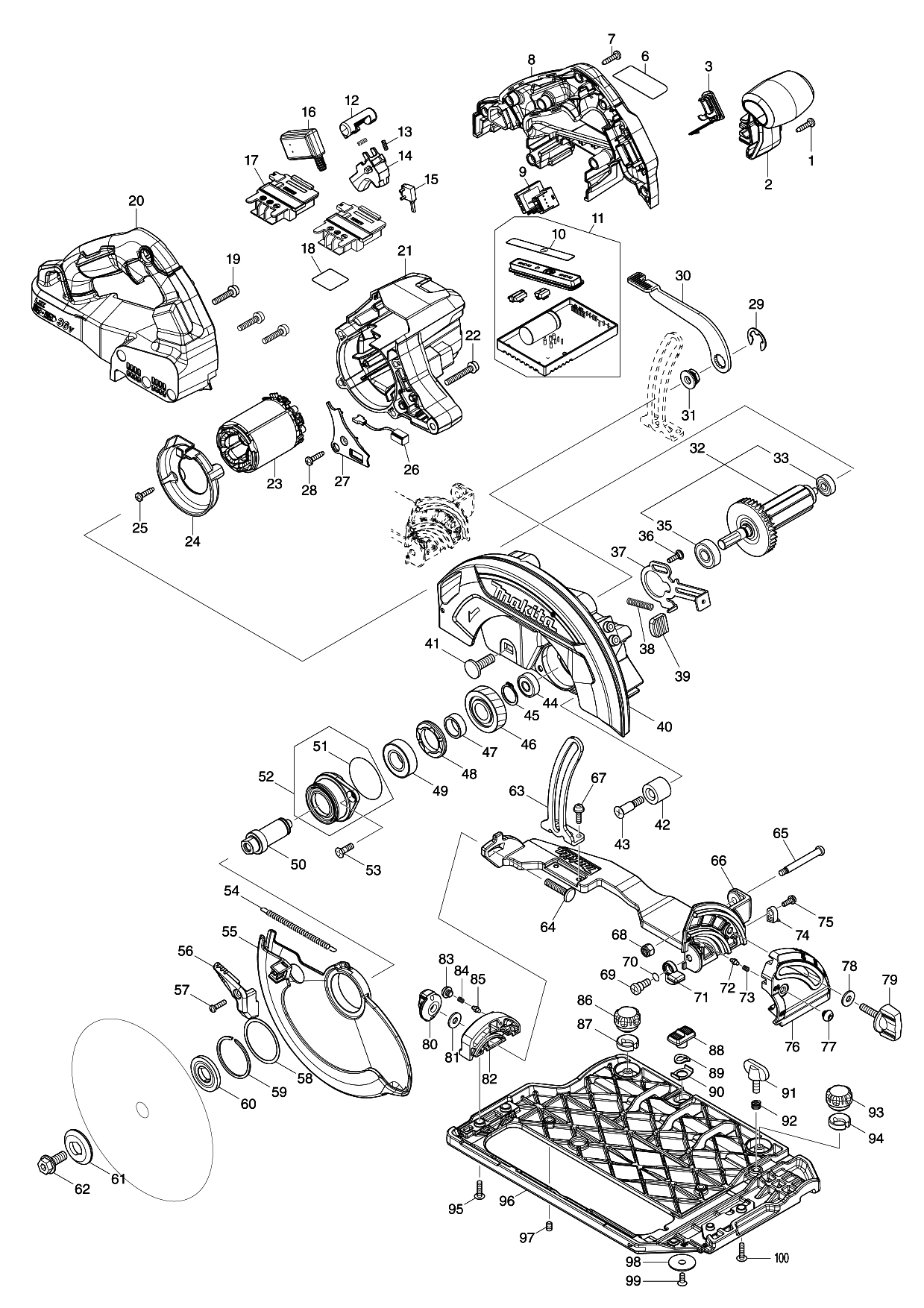 Makita DHS783 parts diagram, sheet 1