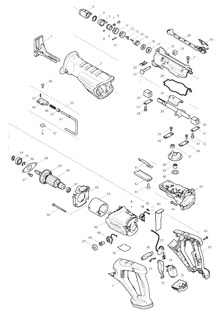 Makita DJR181 parts diagram, sheet 1