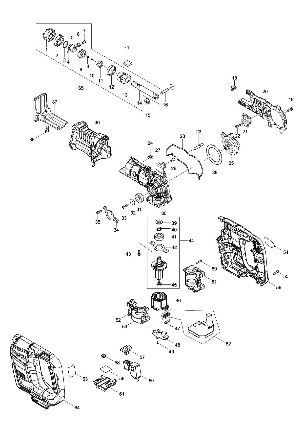 Makita DJR188 parts diagram, sheet 1