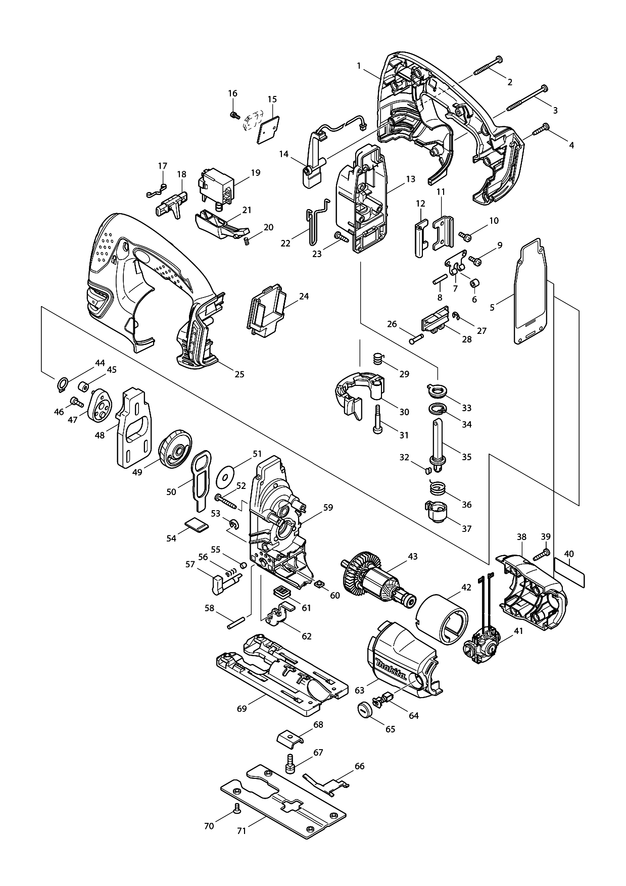 Makita DJV180 parts diagram, sheet 1