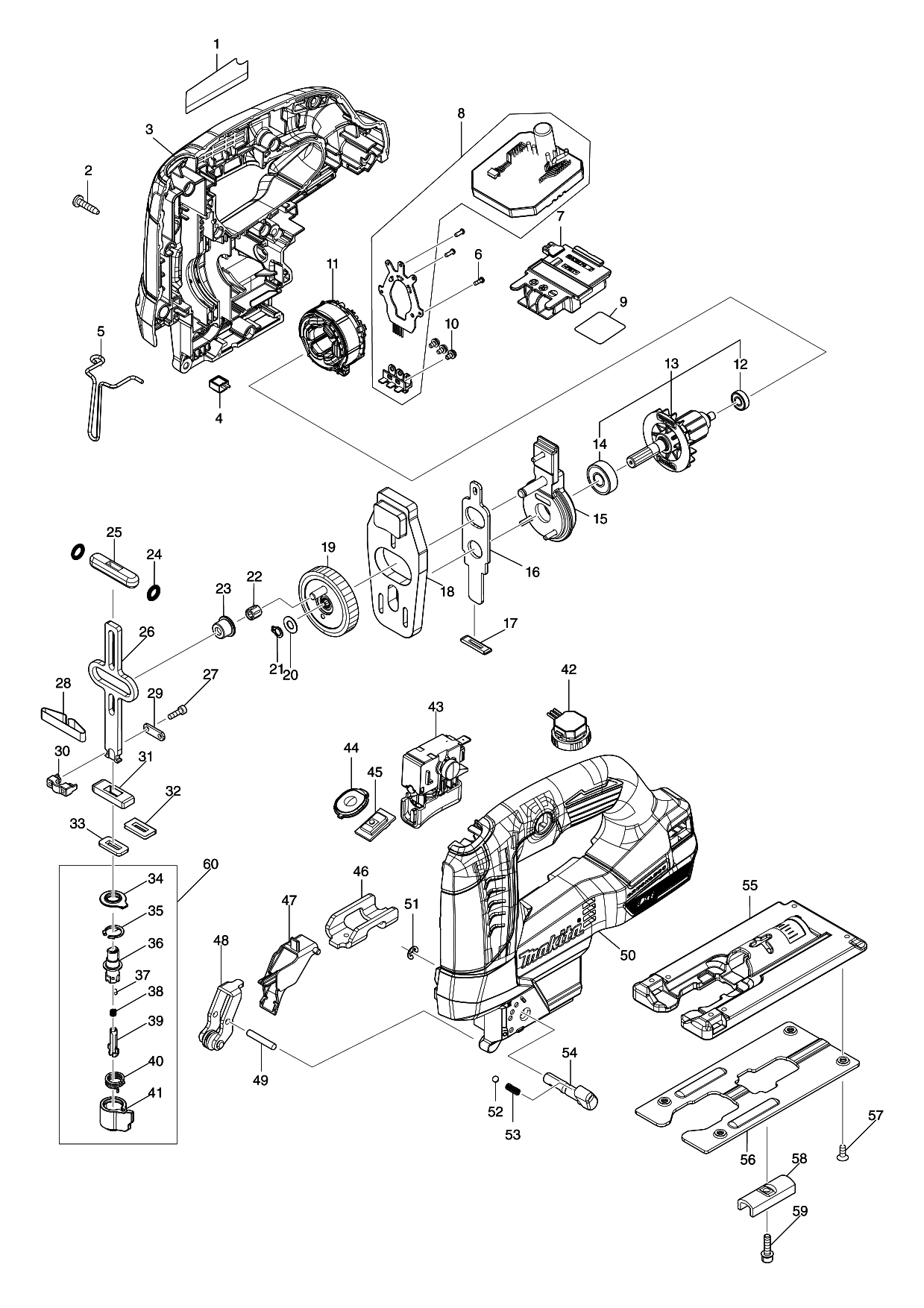 Makita DJV184 parts diagram, sheet 1