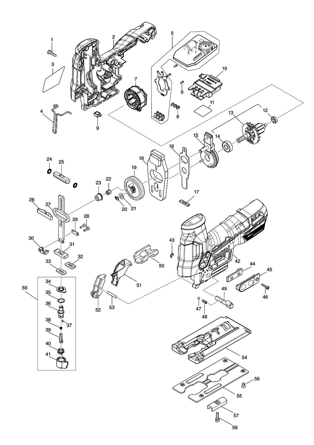 Makita DJV185 parts diagram, sheet 1