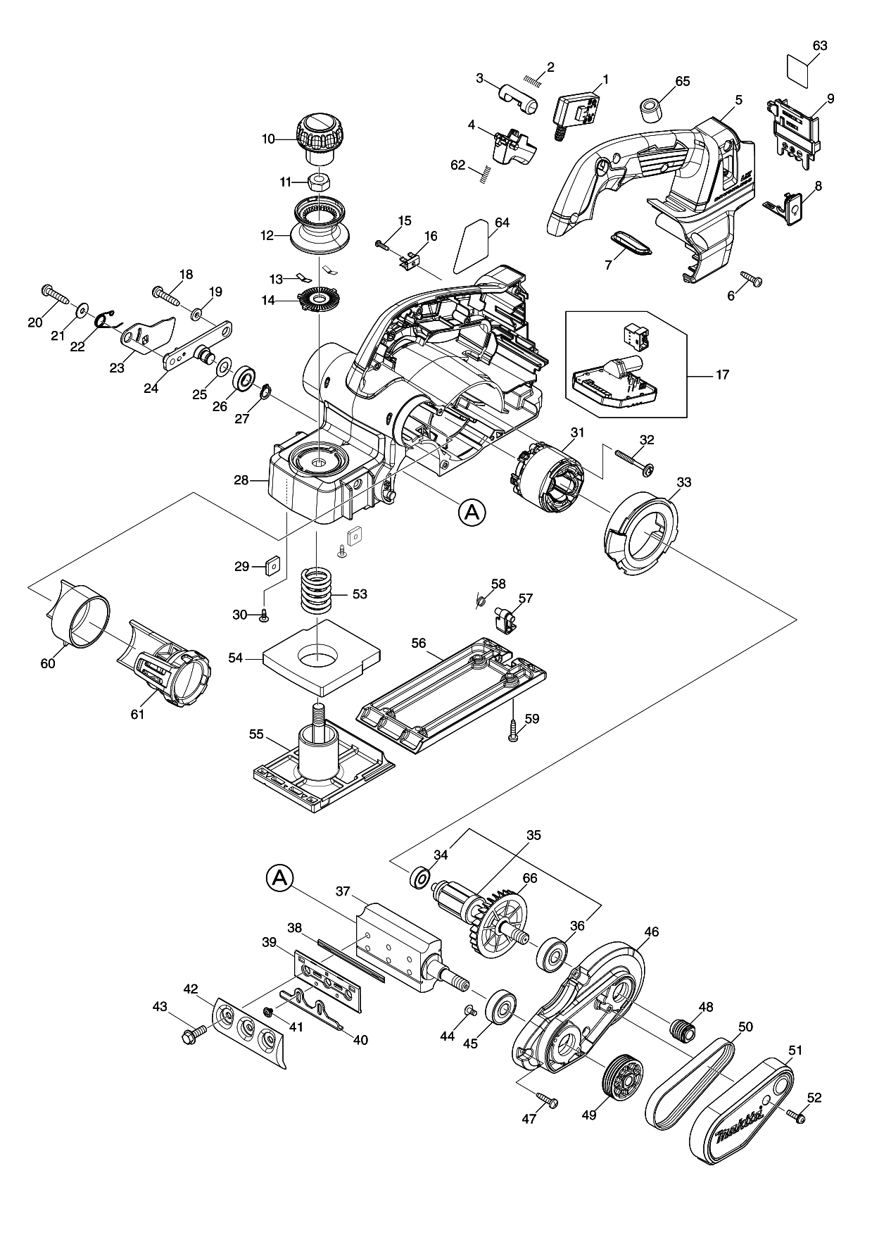 Makita DKP181 parts diagram, sheet 1