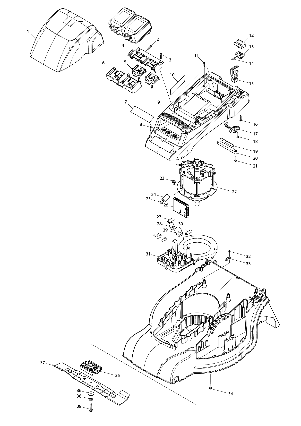 Makita DLM380 parts diagram, sheet 1