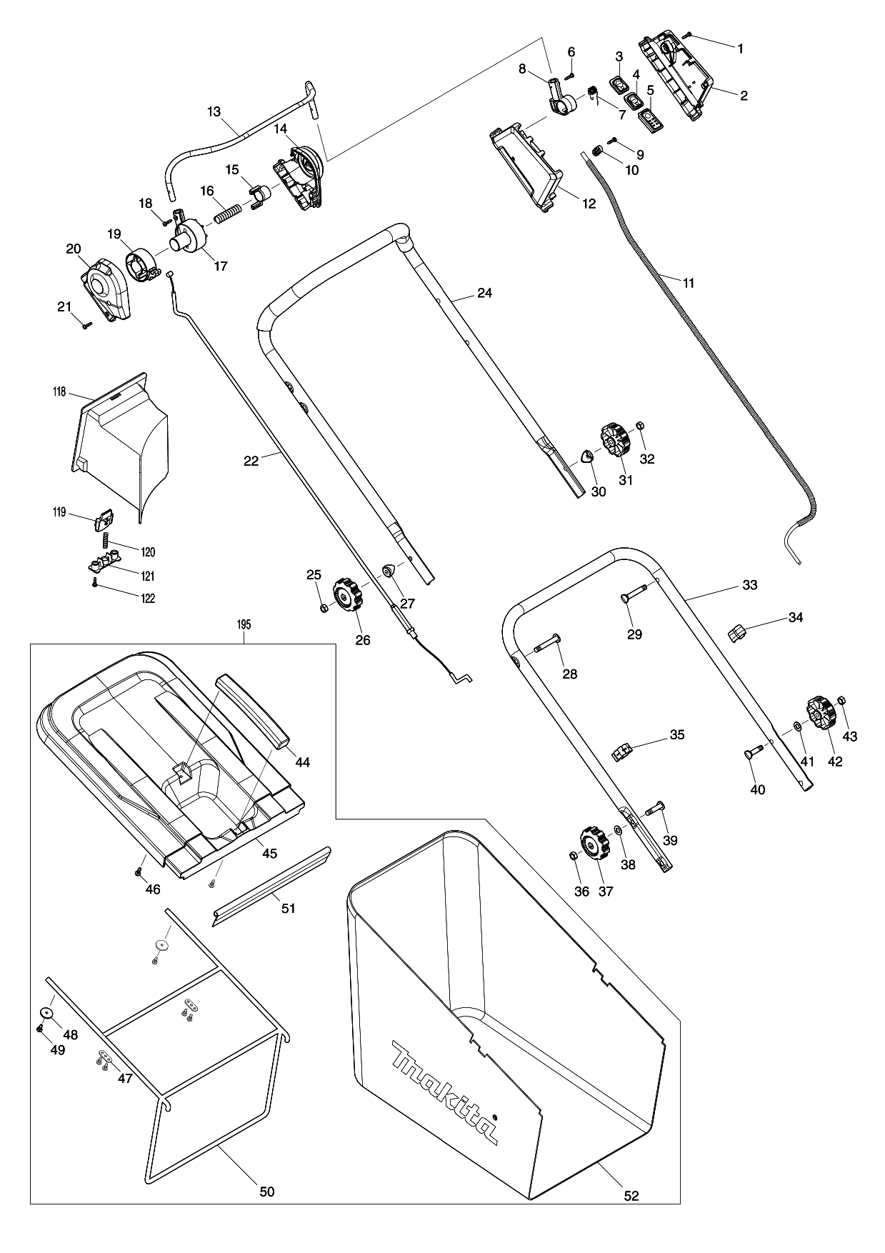 Makita DLM460 parts diagram, sheet 1