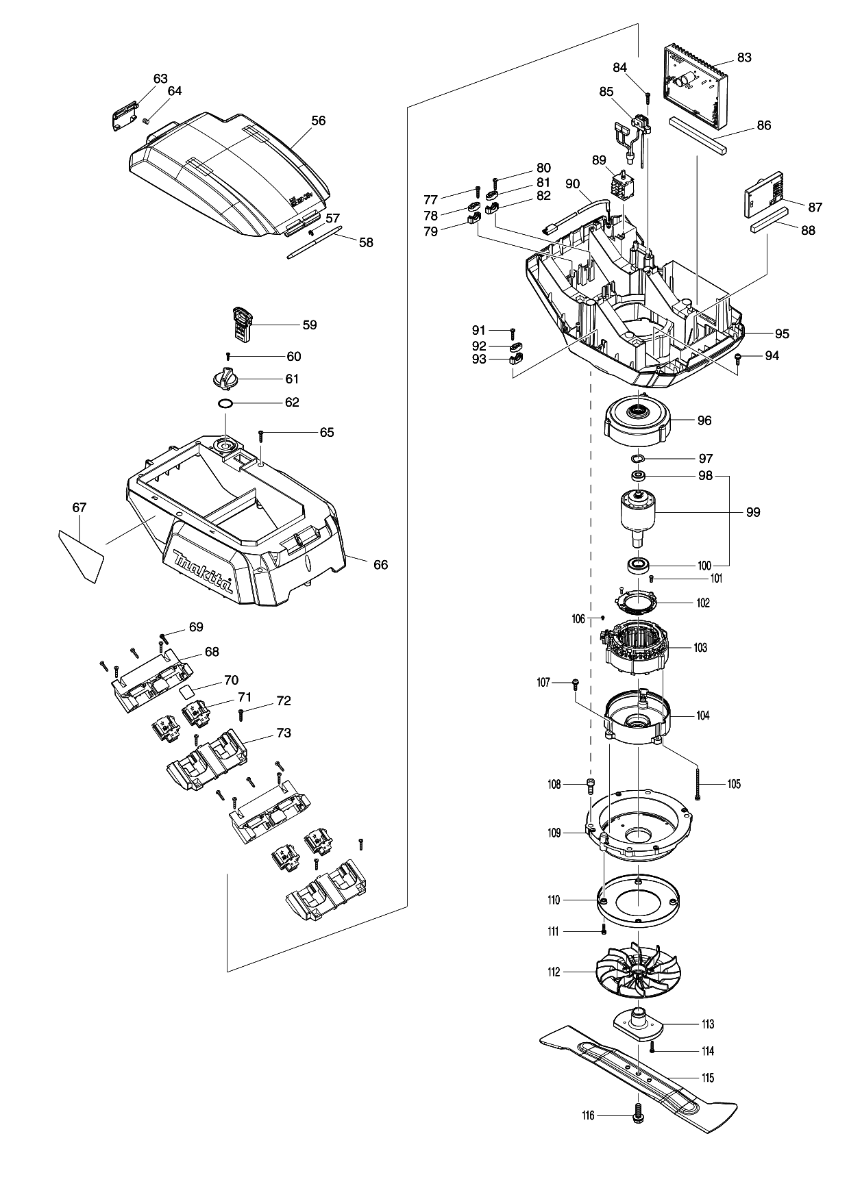 Makita DLM462 parts diagram, sheet 2