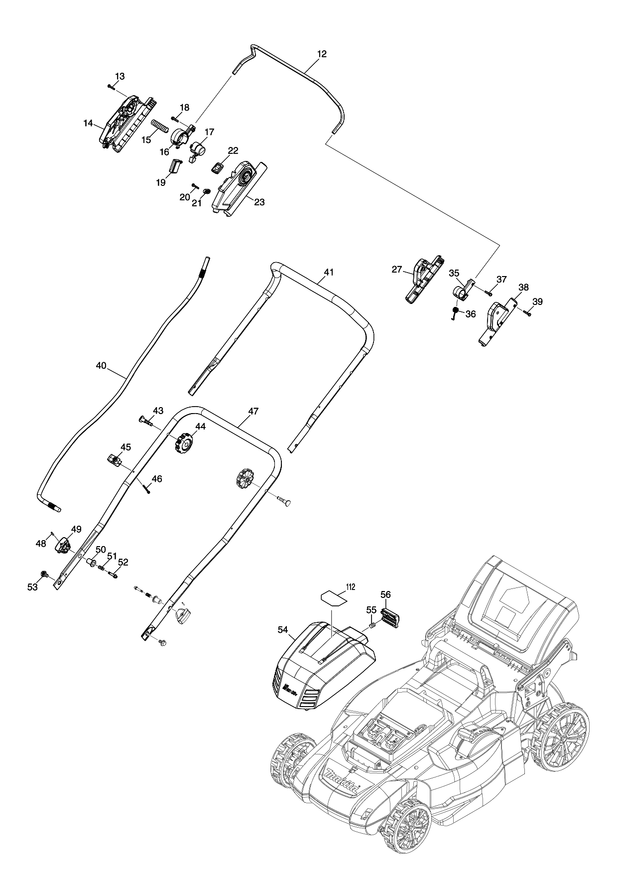 Makita DLM480 parts diagram, sheet 1