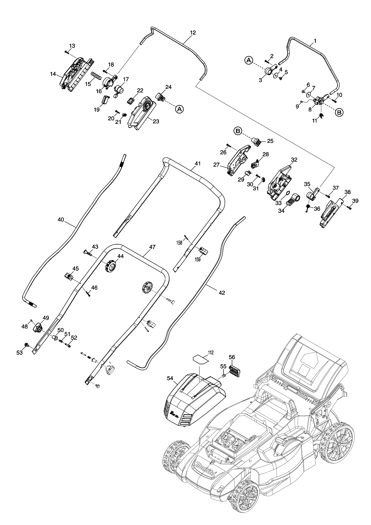 Makita DLM481 parts diagram, sheet 1
