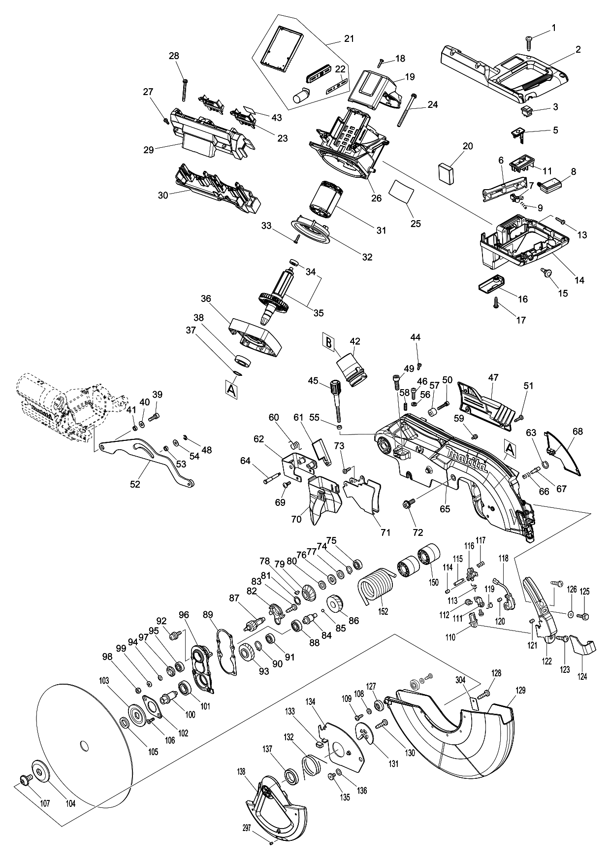 Makita DLS211 parts diagram, sheet 1
