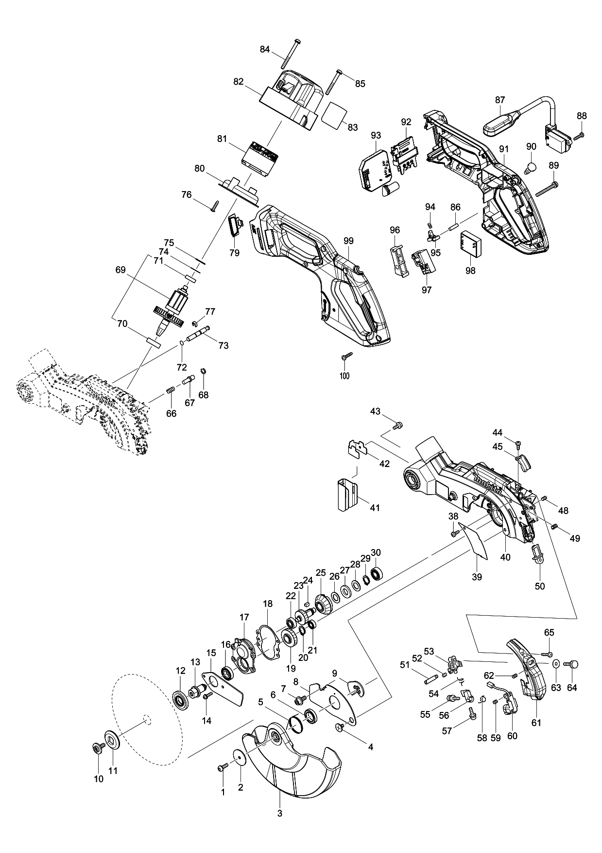 Makita DLS600 parts diagram, sheet 1