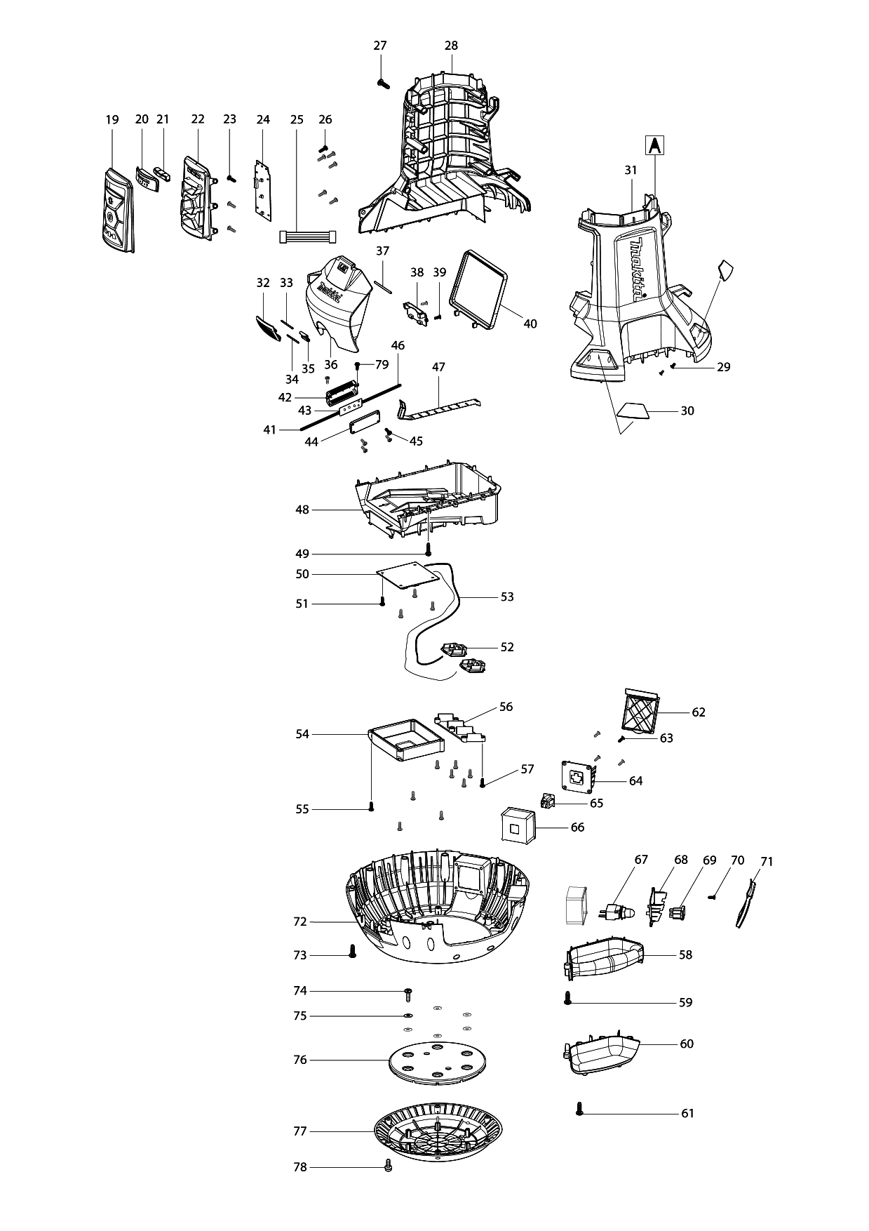 Makita DML810 parts diagram, sheet 1