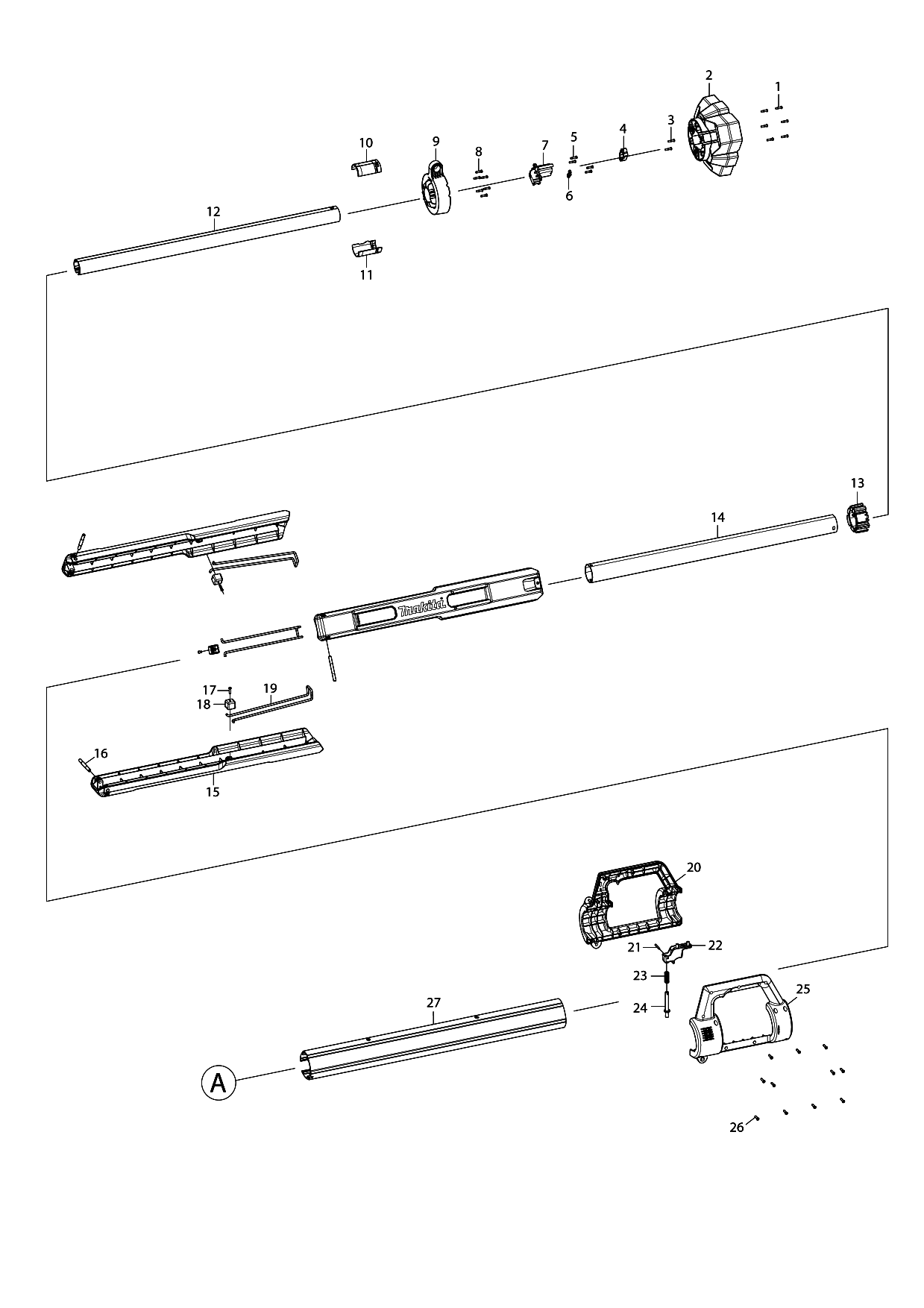 Makita DML814 parts diagram, sheet 1