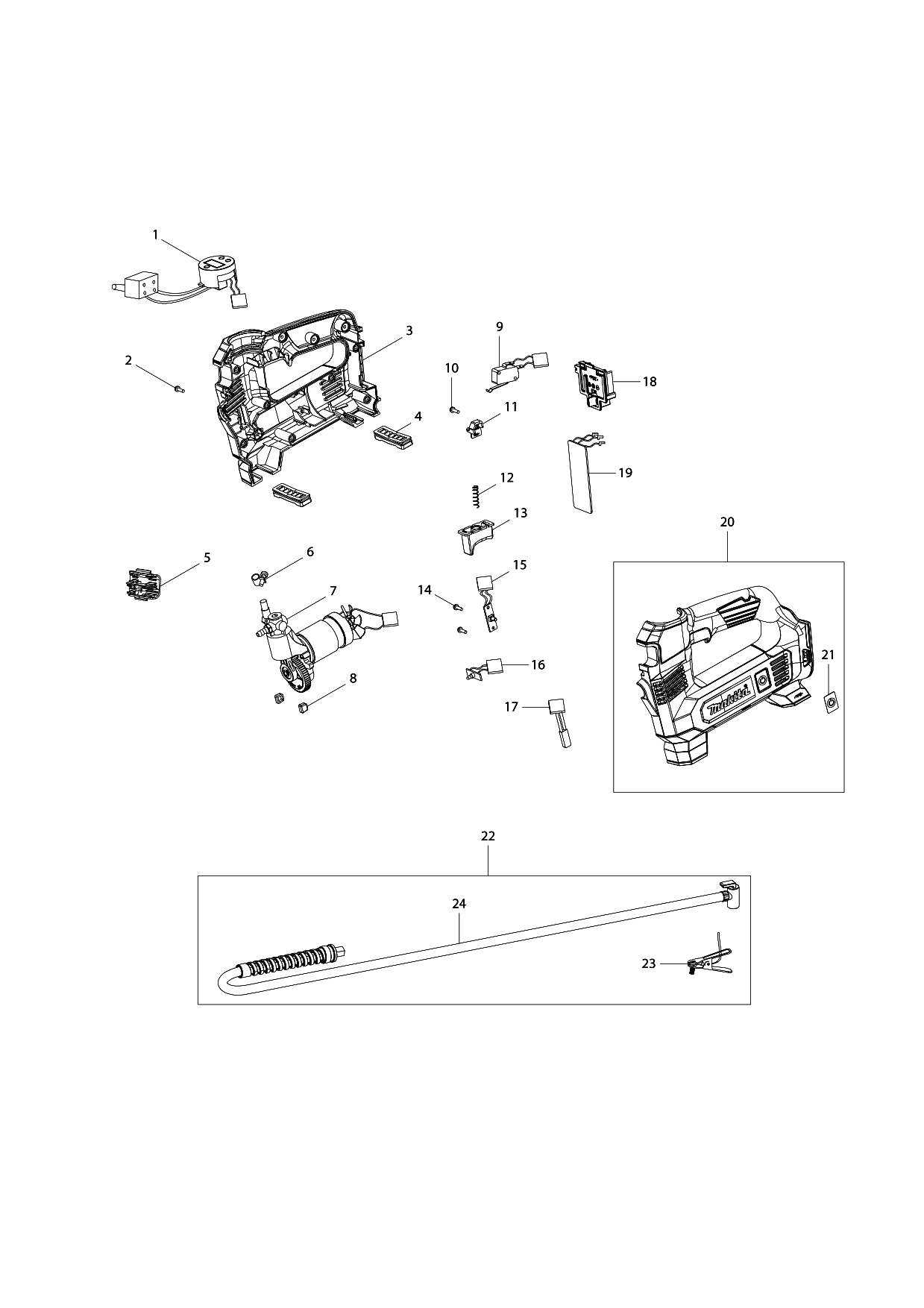 Makita DMP180 parts diagram, sheet 1