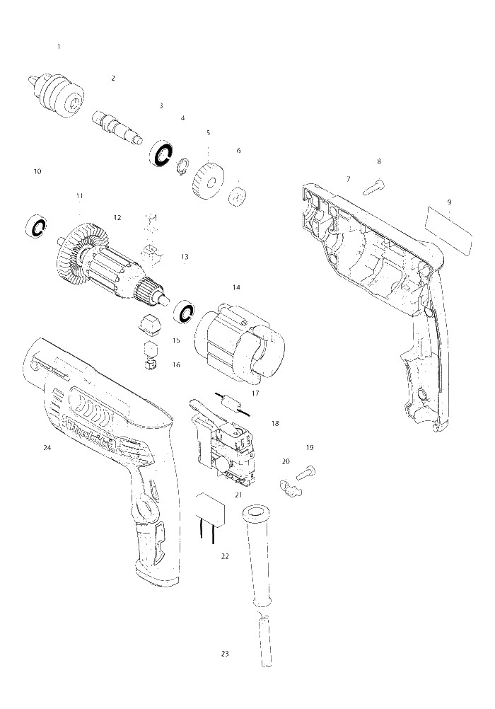 Makita DP2010 parts diagram, sheet 1