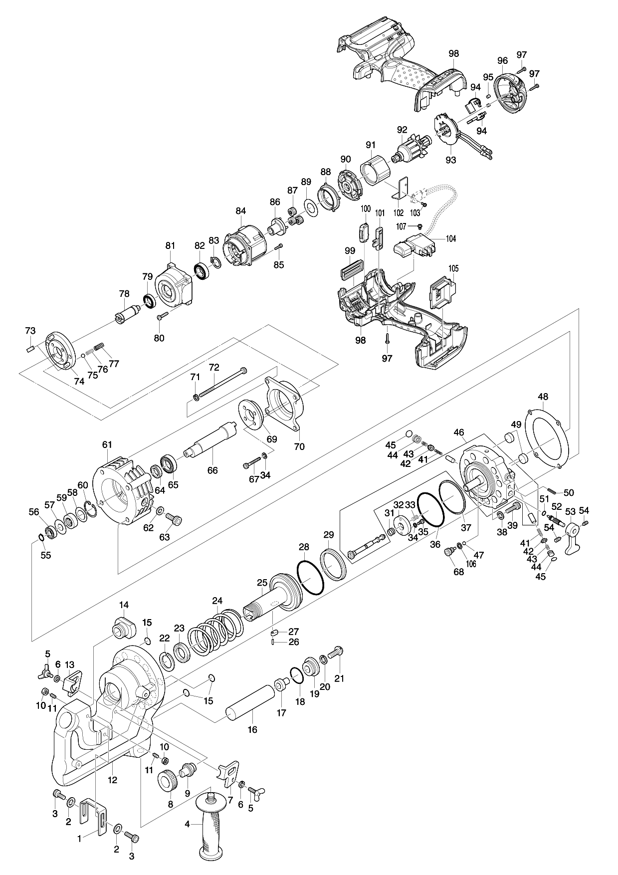 Makita DPP200 parts diagram, sheet 1