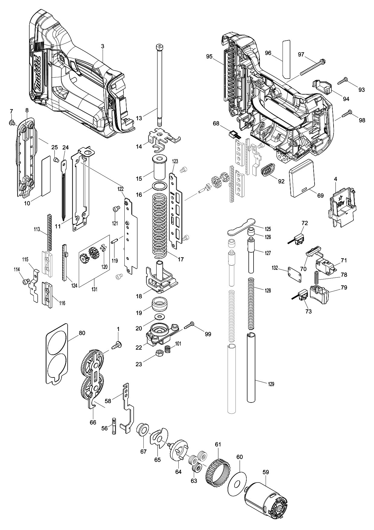 Makita DPT353 parts diagram, sheet 1