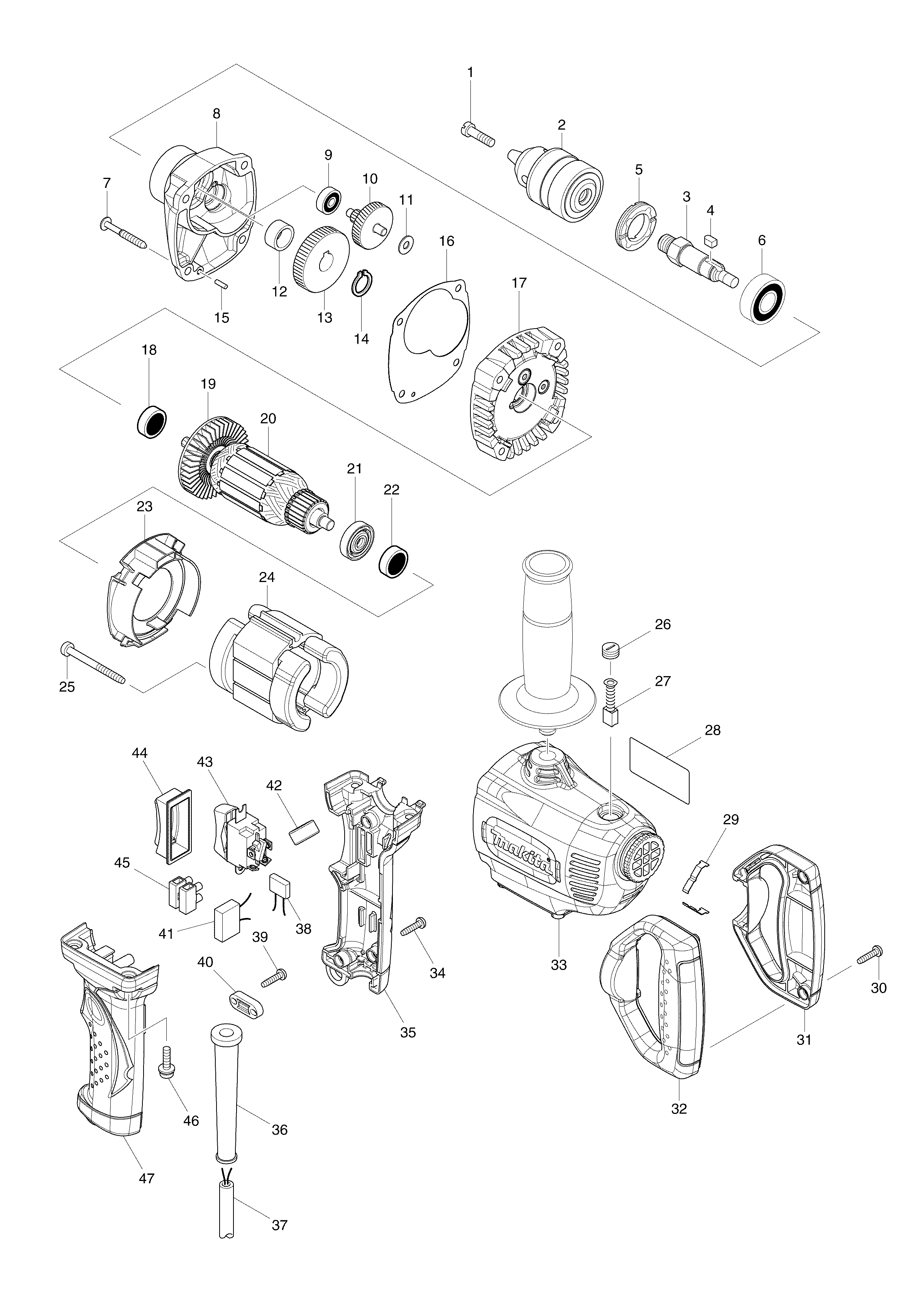 Makita DS4011 parts diagram, sheet 1