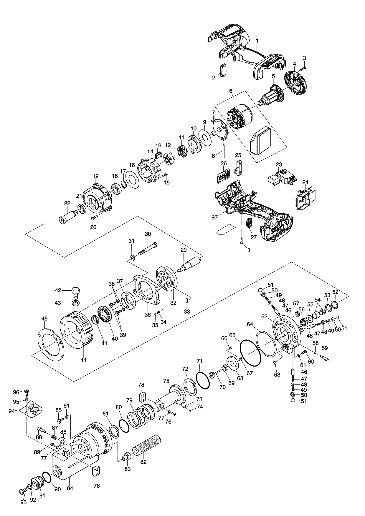 Makita DSC163 parts diagram, sheet 1