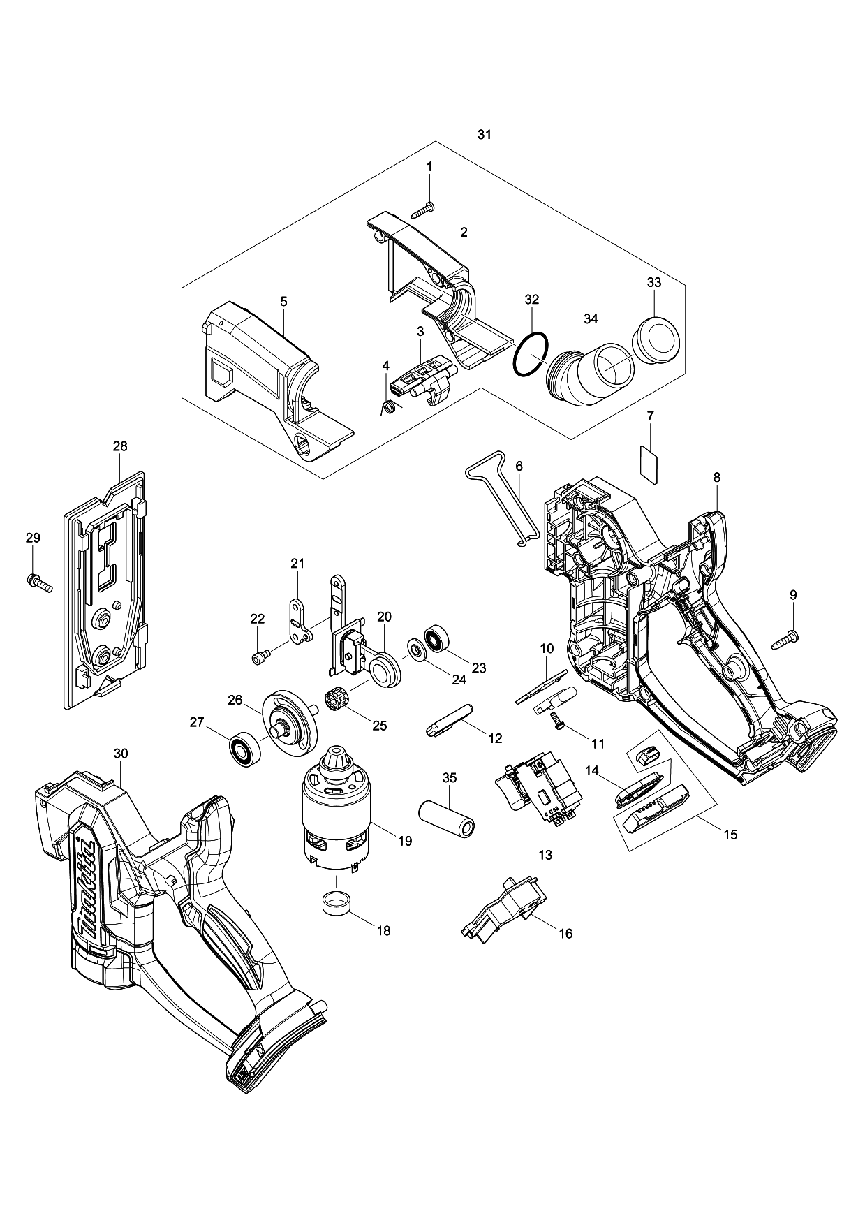 Makita DSD180 parts diagram, sheet 1