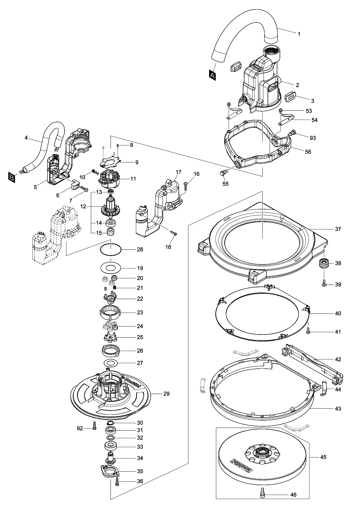 Makita DSL800 parts diagram, sheet 1