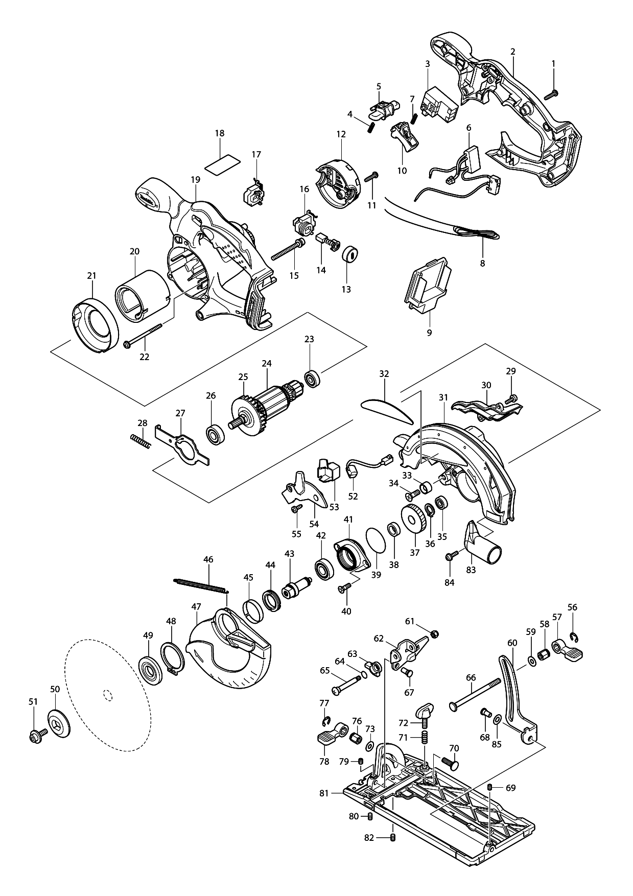 Makita DSS610 parts diagram, sheet 1