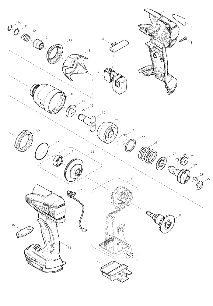 Makita DTD145 parts diagram, sheet 1