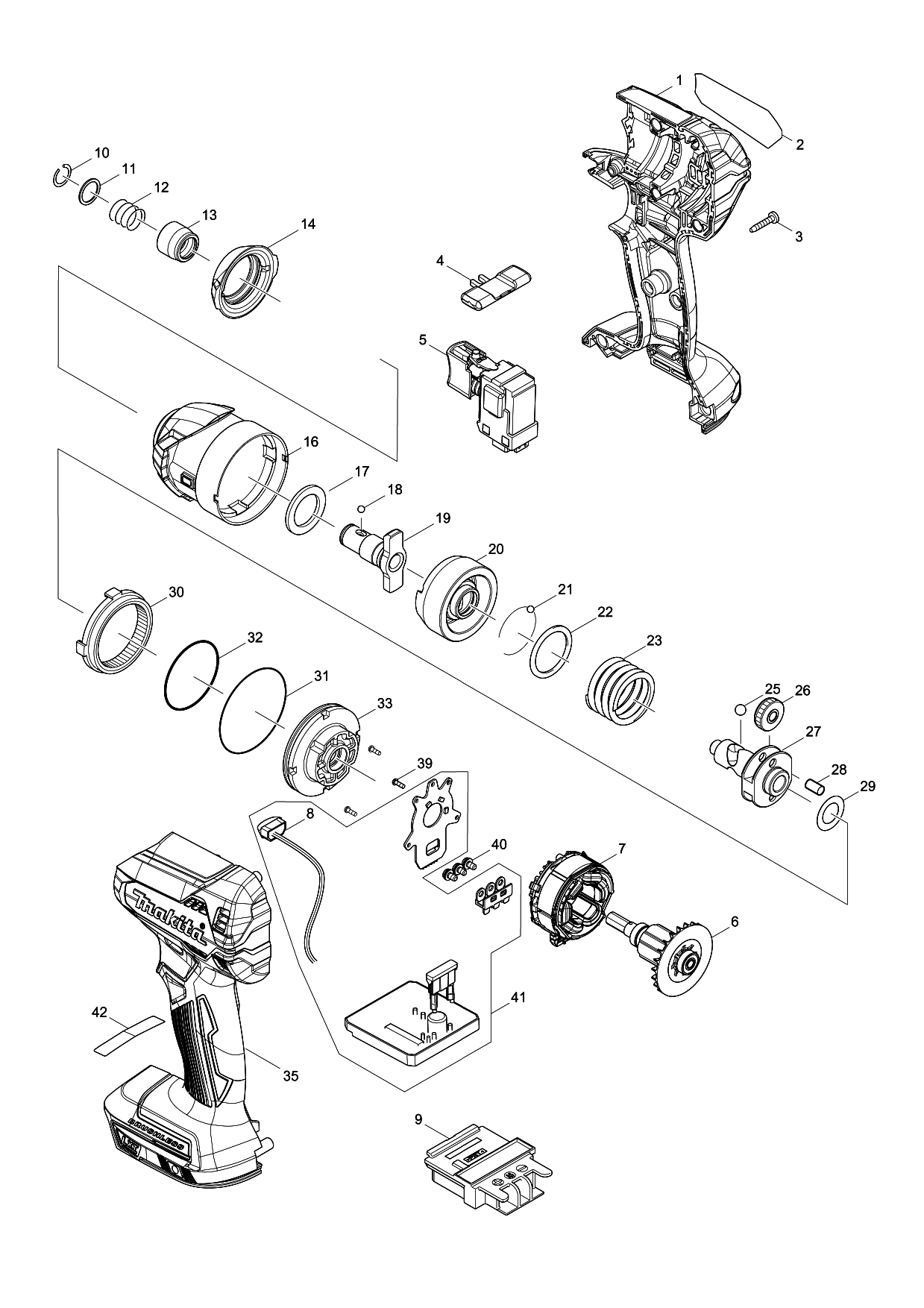Makita DTD153 parts diagram, sheet 1