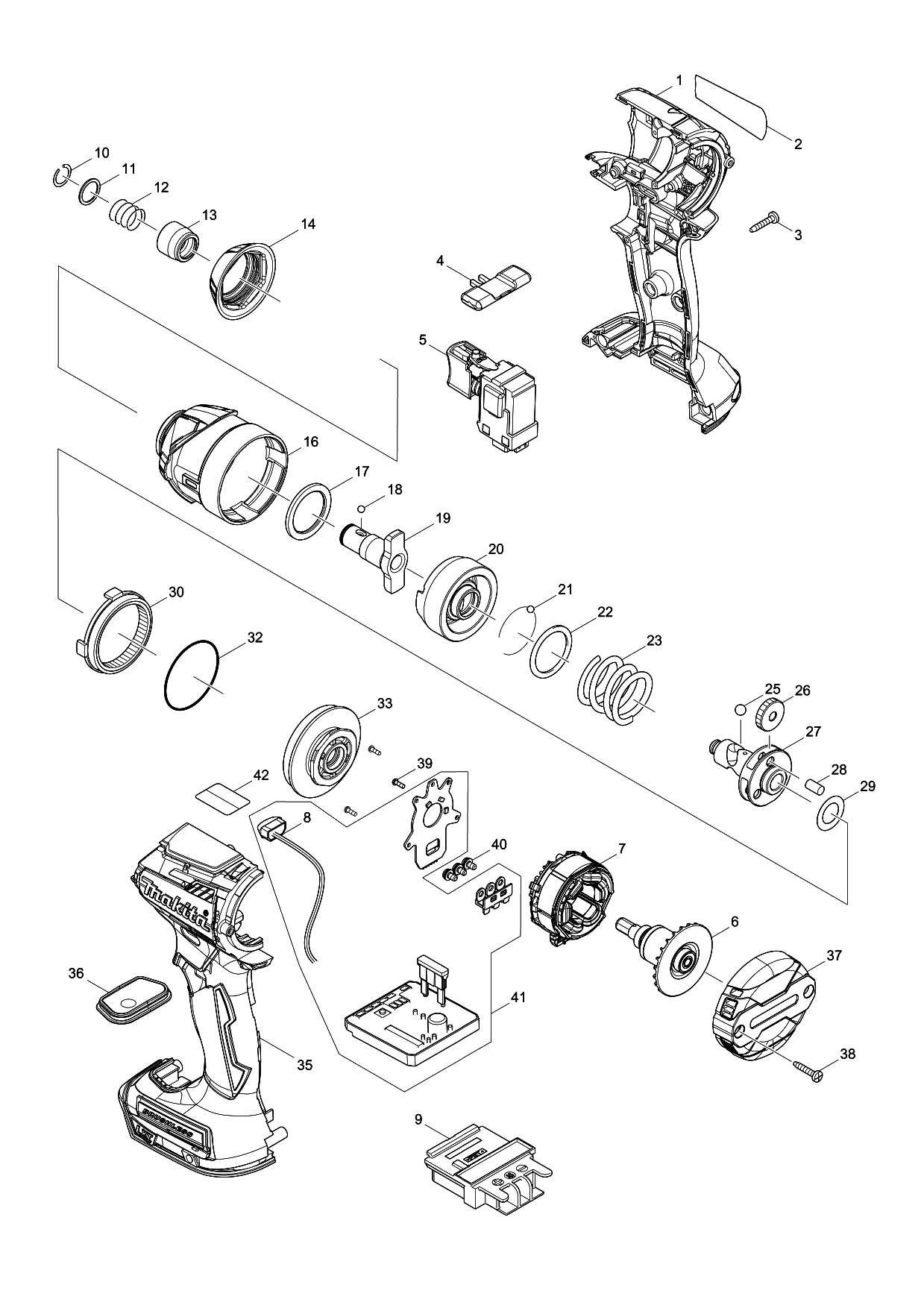 Makita DTD154 parts diagram, sheet 1