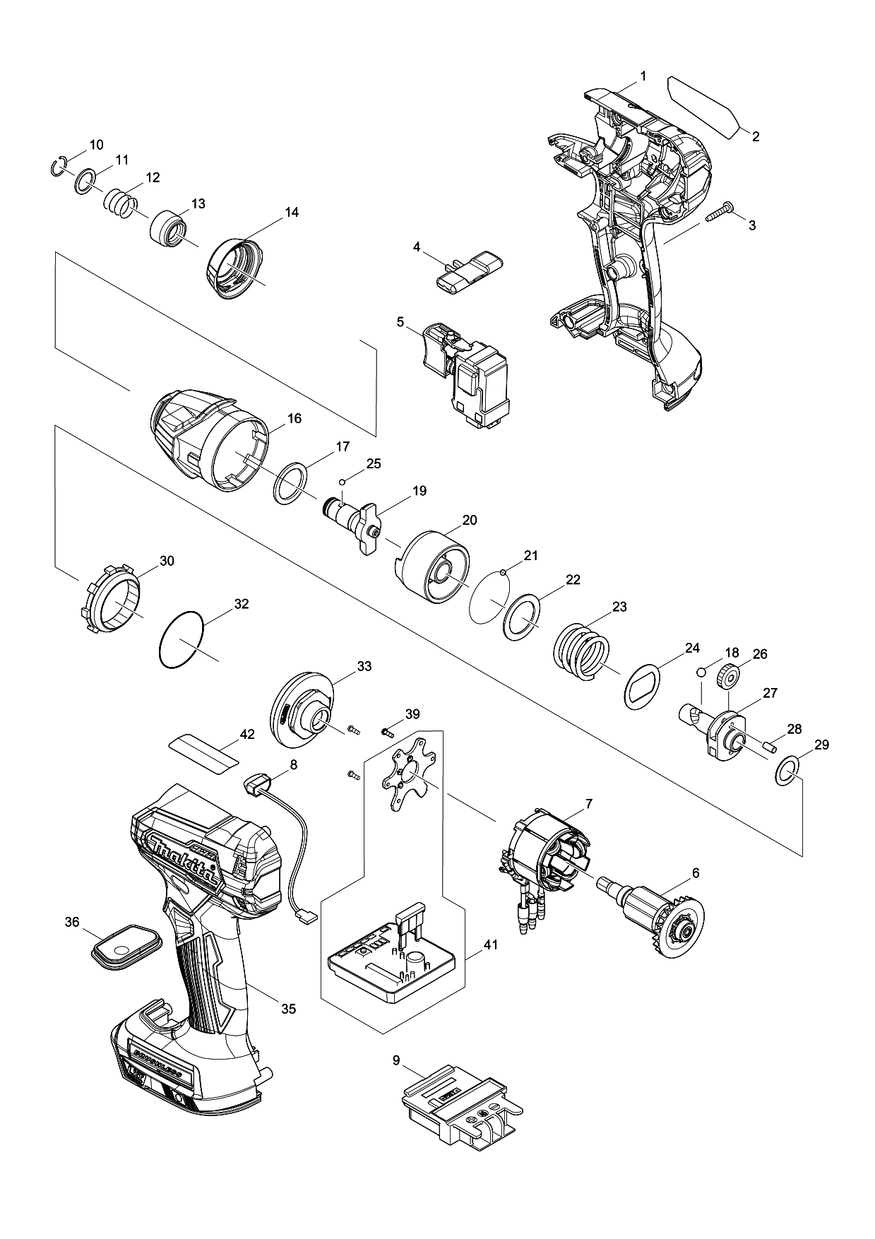 Makita DTD155 parts diagram, sheet 1