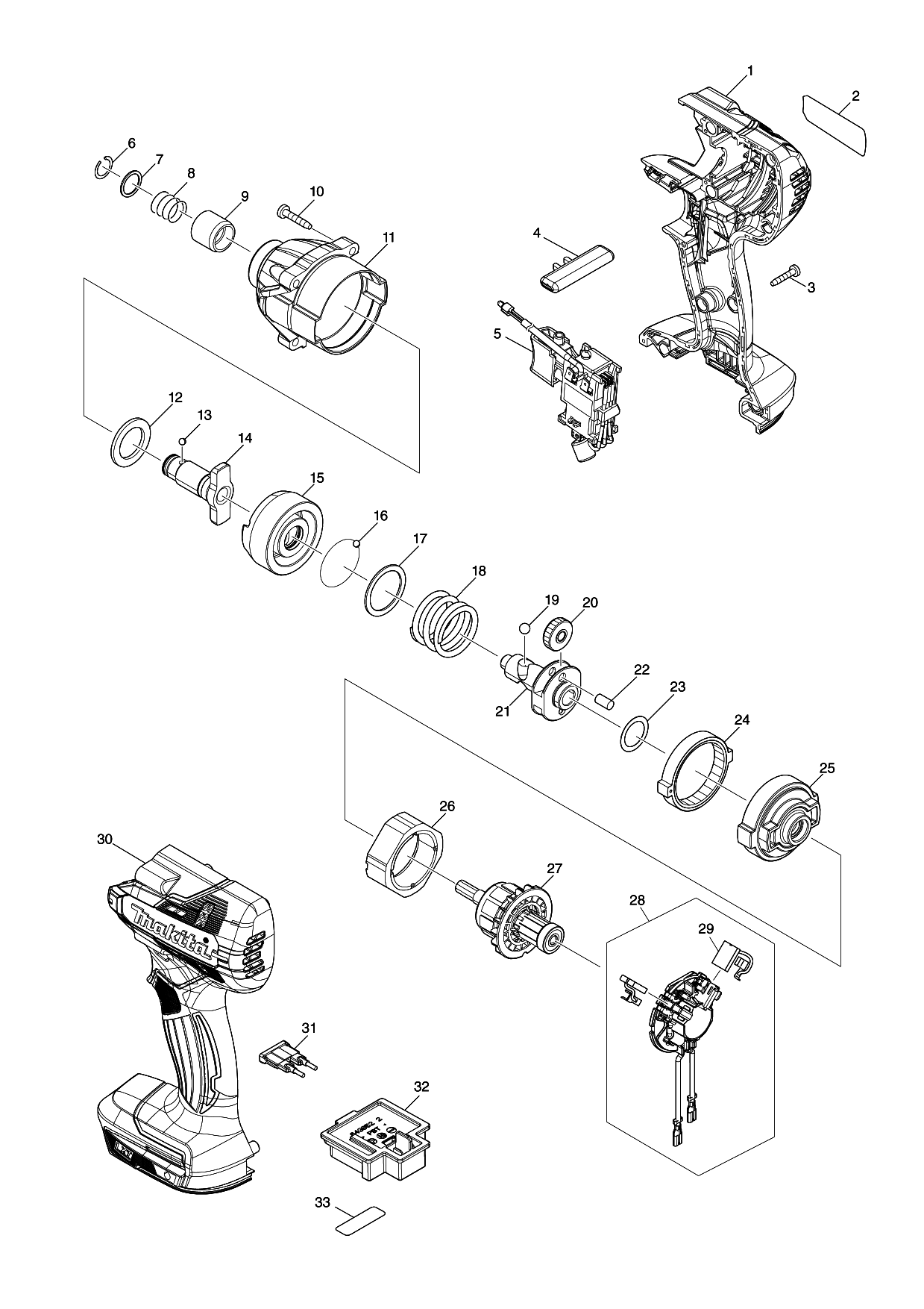 Makita DTD156 parts diagram, sheet 1