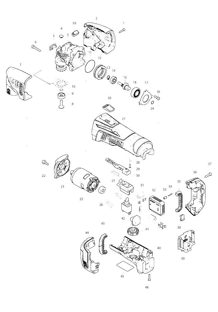 Makita DTM50 parts diagram, sheet 1