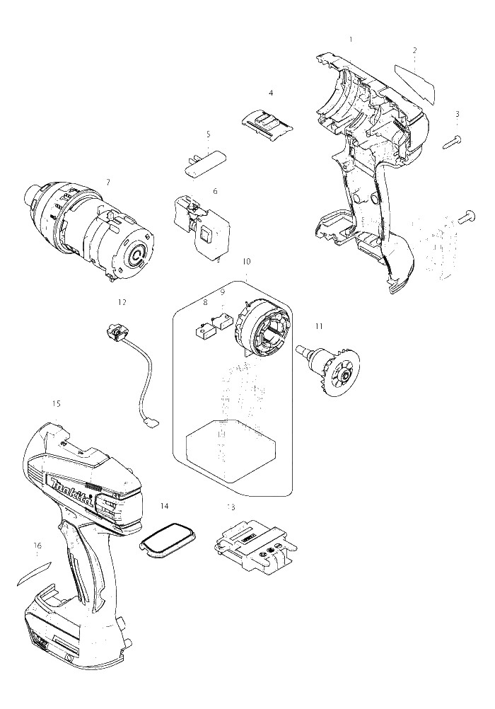 Makita DTP141 parts diagram, sheet 1