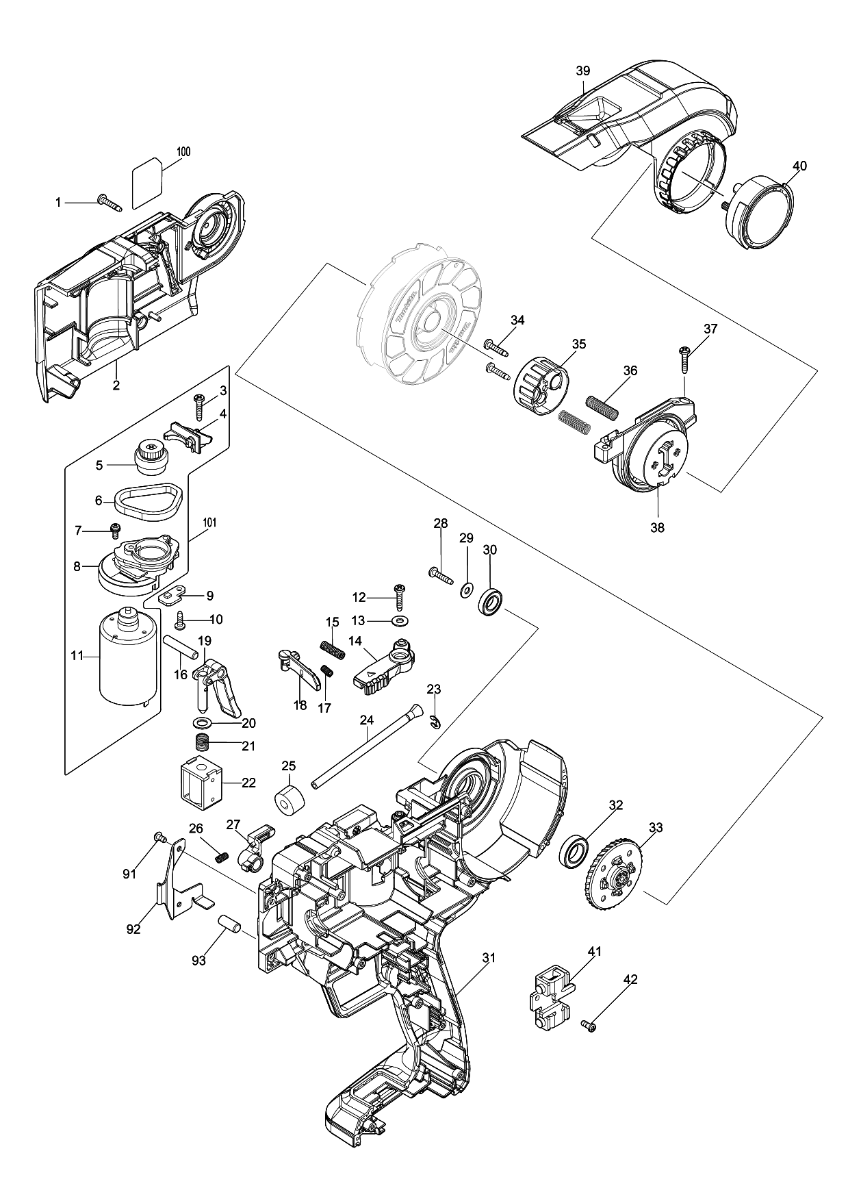 Makita DTR180 parts diagram, sheet 1