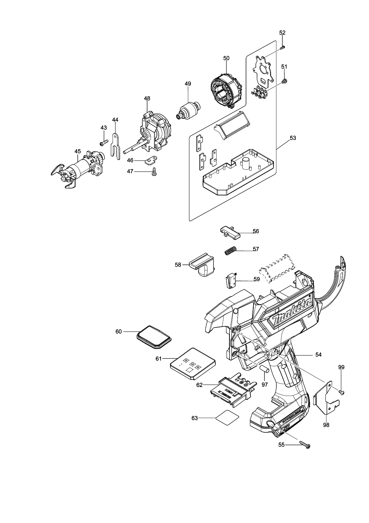 Makita DTR180 parts diagram, sheet 2