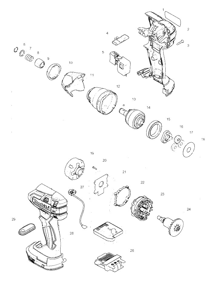 Makita DTS131 parts diagram, sheet 1