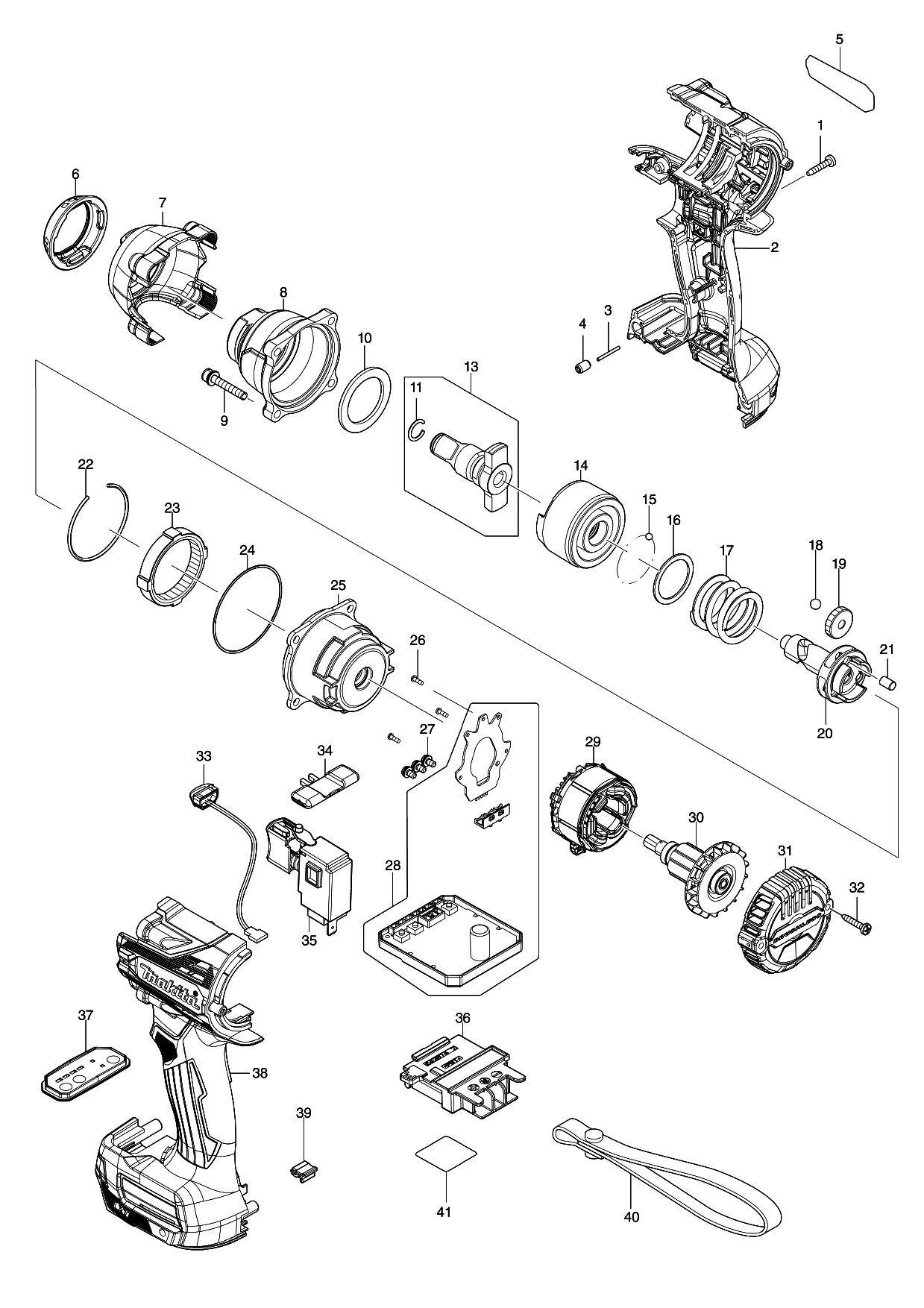 Makita DTW300 parts diagram, sheet 1