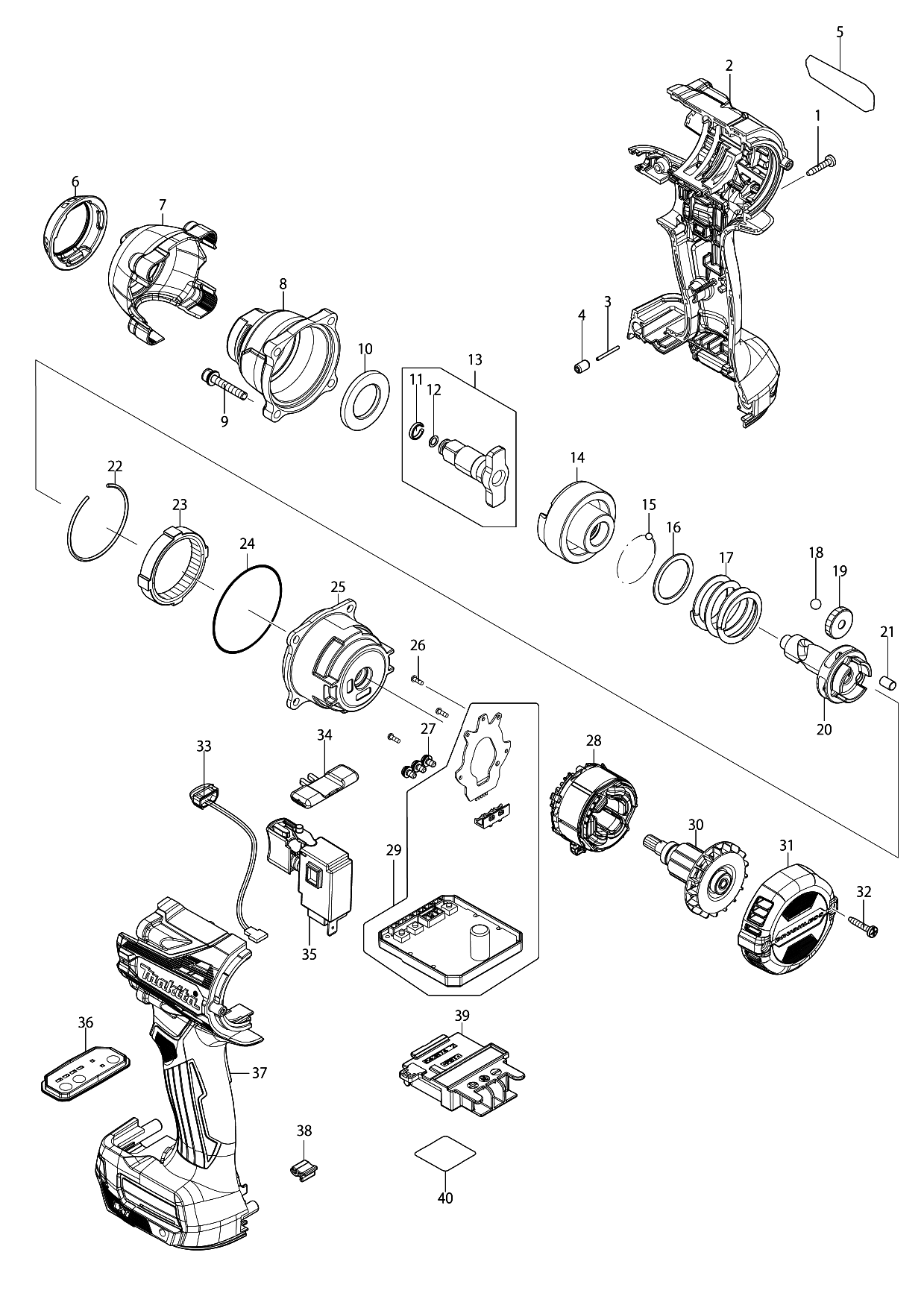 Makita DTW302 parts diagram, sheet 1
