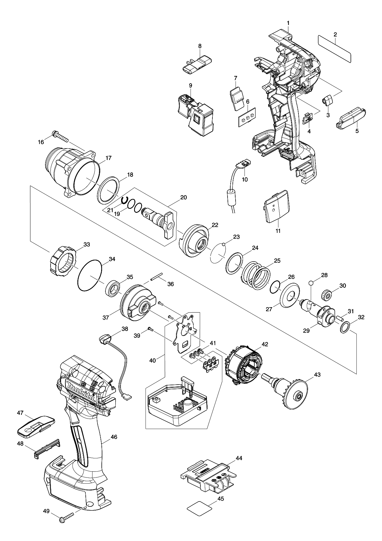 Makita DTWA100 parts diagram, sheet 1