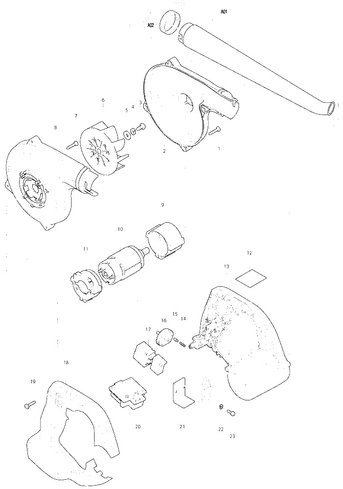 Makita DUB183 parts diagram, sheet 1