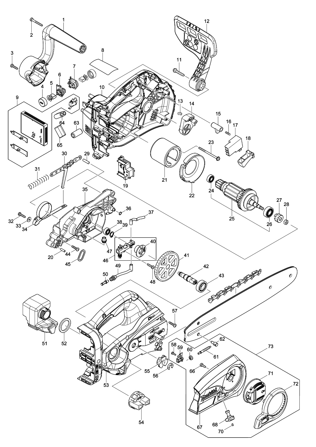 Makita DUC252 parts diagram, sheet 1