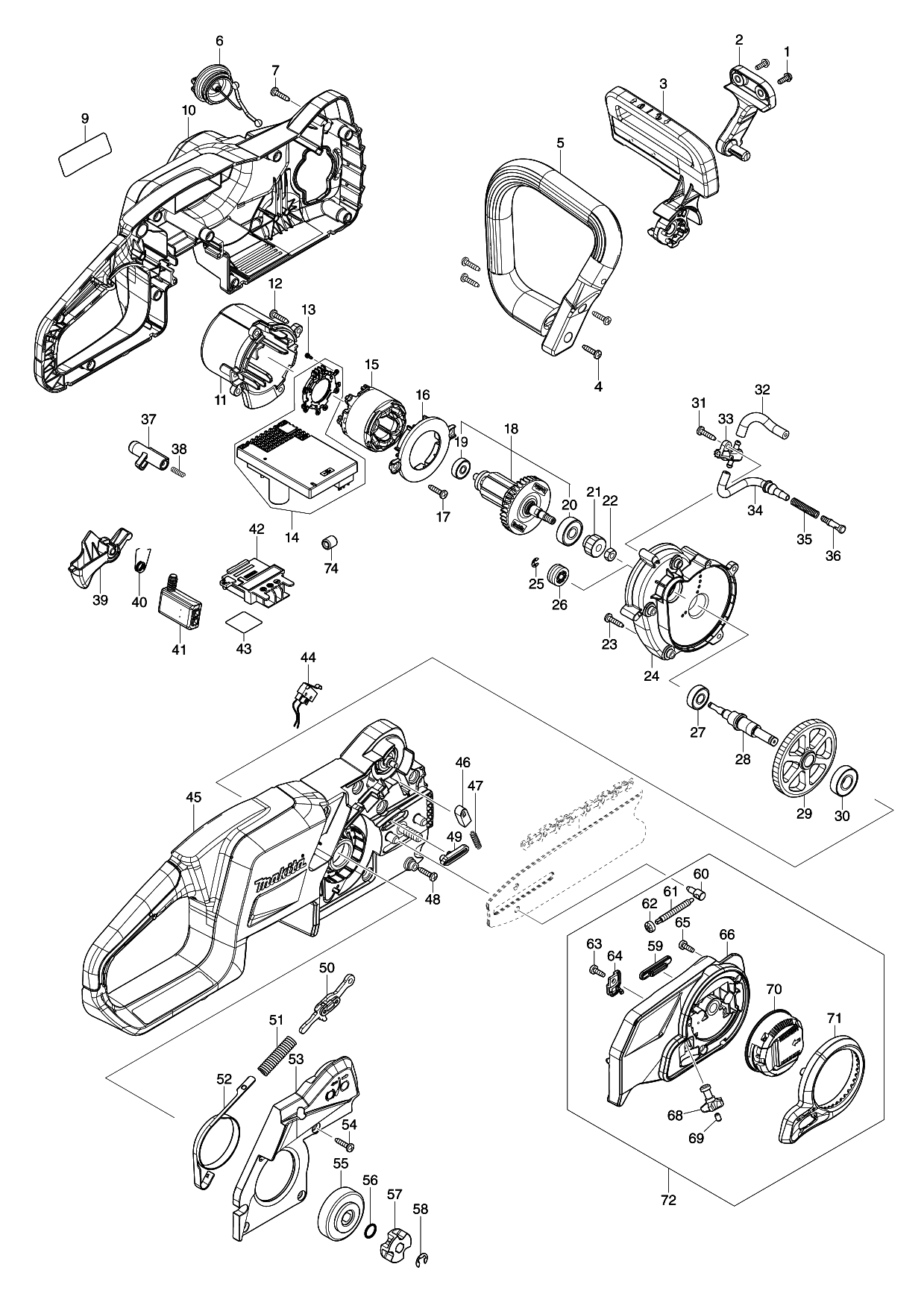 Makita DUC407 parts diagram, sheet 1