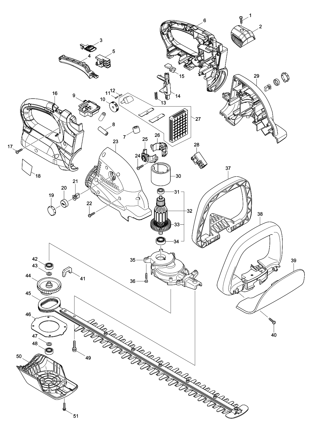 Makita DUH551 parts diagram, sheet 1