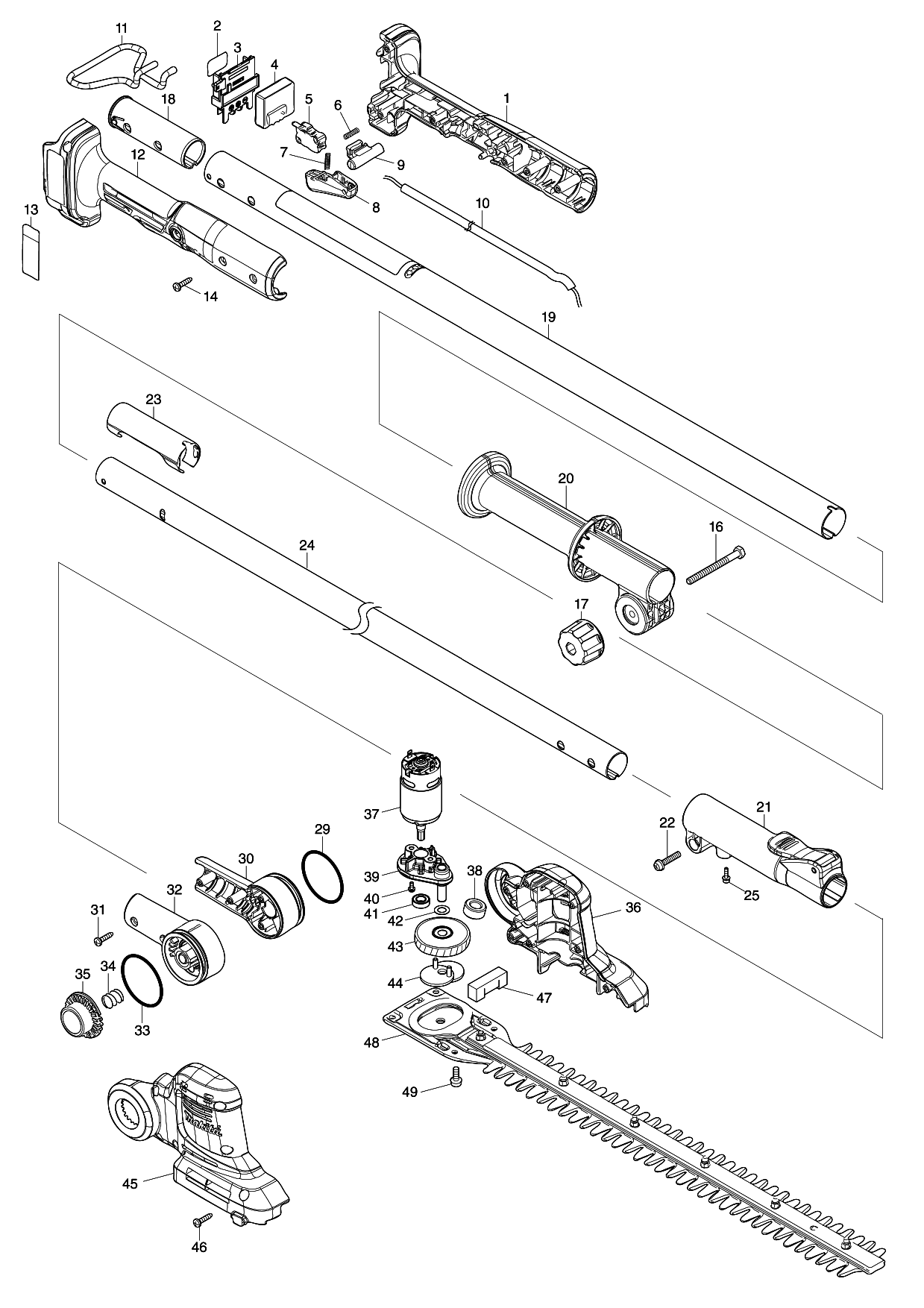 Makita DUN461W parts diagram, sheet 1