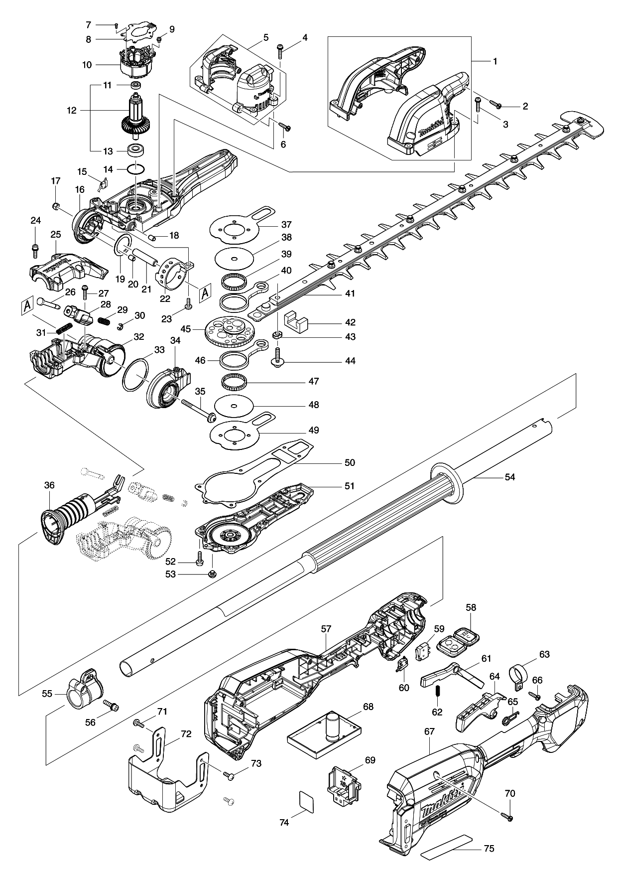Makita DUN500W parts diagram, sheet 1