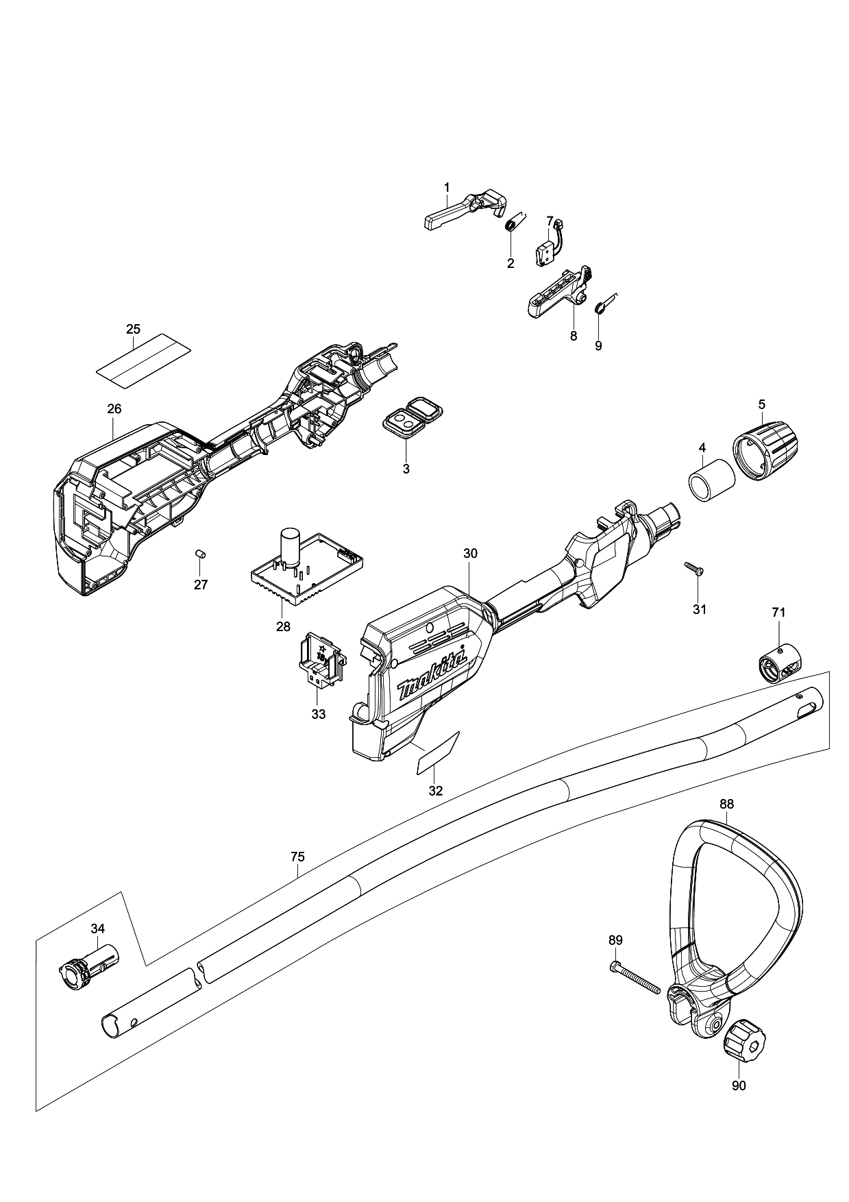 Makita DUR184L parts diagram, sheet 1